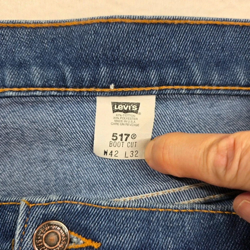 Levi's 517 Jeans Mens 42x32 Blue Bootcut Vintage‎ Made in USA Cotton Blend